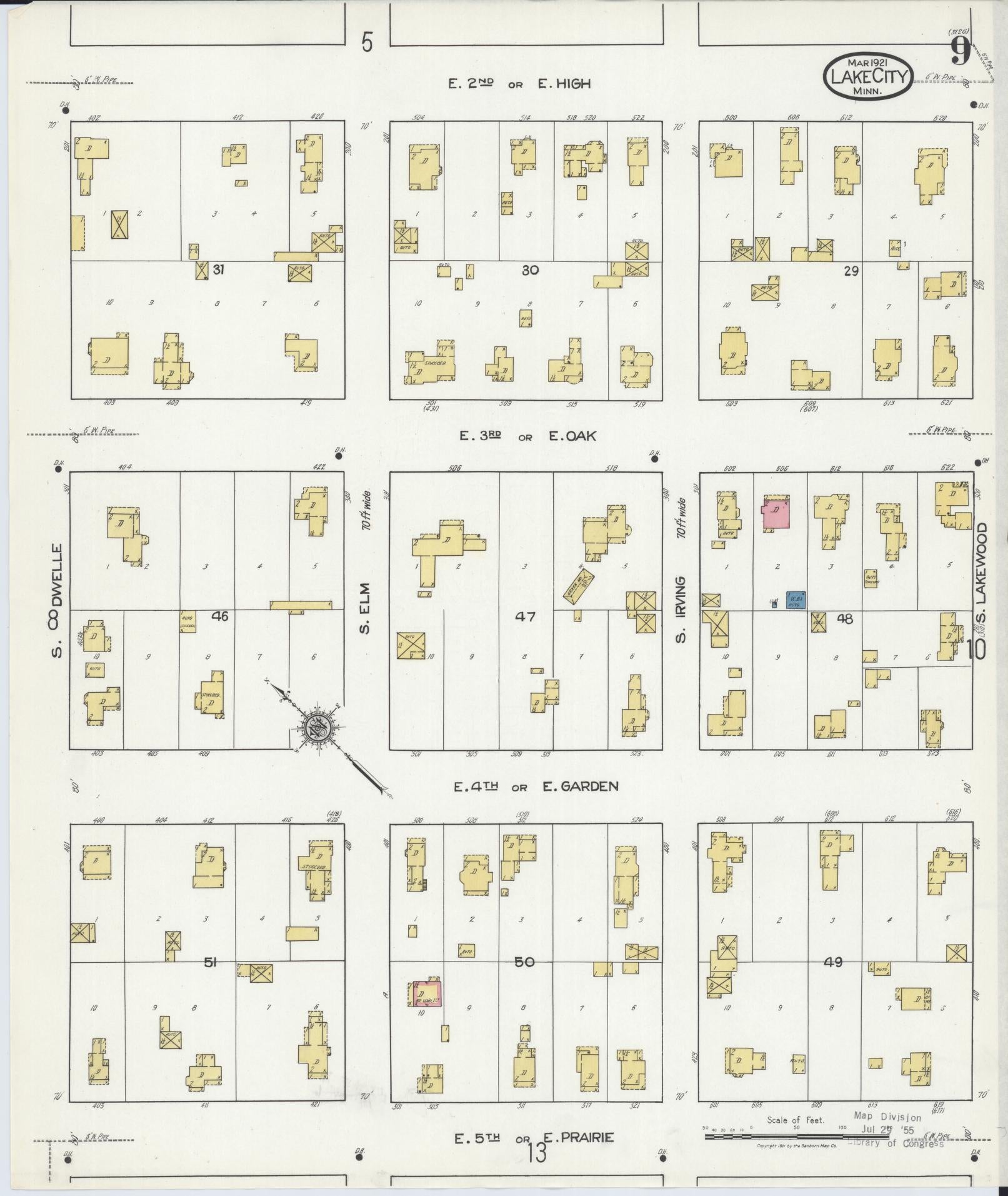 Sanborn Fire Insurance Map from Lake City, Wabasha County, Minnesota (1921), Sheet #0009 - Complete Map Set gallery image, historic Sanborn map, vintage wall art, Minnesota Minnesota