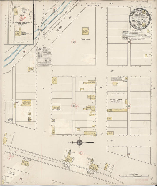 Sanborn Fire Insurance Map from Reserve, Sheridan County, Montana (1929), Sheet #0001 - Historic Sanborn Fire Insurance Map Print, vintage old map wall art, antique decor, genealogy gift, Montana Montana map