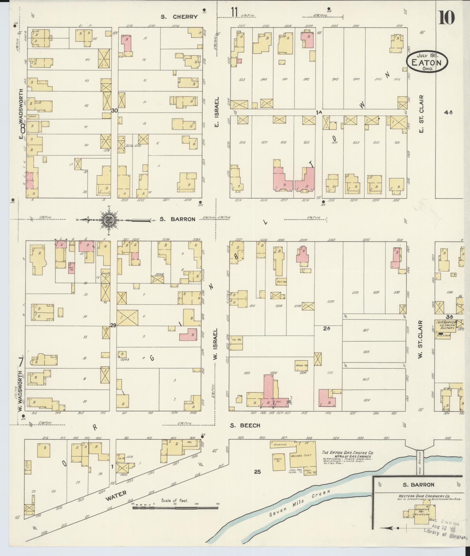 Sanborn Fire Insurance Map from Eaton, Preble County, Ohio (1911), Sheet #0010 - Complete Map Set gallery image, historic Sanborn map, vintage wall art, Ohio Ohio