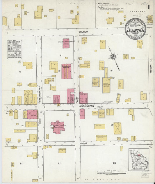 Sanborn Fire Insurance Map from Lexington, Oglethorpe County, Georgia. (1921) – Historic Sanborn Fire Insurance Map Print