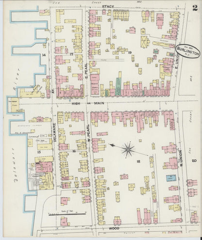 Sanborn Fire Insurance Map from Burlington, Burlington County, New Jersey (1891), Sheet #0002 - Complete Map Set gallery image, historic Sanborn map, vintage wall art, New Jersey New Jersey