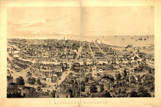 Milwaukee, Wisconsin (1854) – Historic Bird’s-Eye View Panorama Print