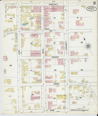 Sanborn Fire Insurance Map from Paris, Bourbon County, Kentucky (1890), Sheet #0003 - Complete Map Set gallery image, historic Sanborn map, vintage wall art, Kentucky Kentucky