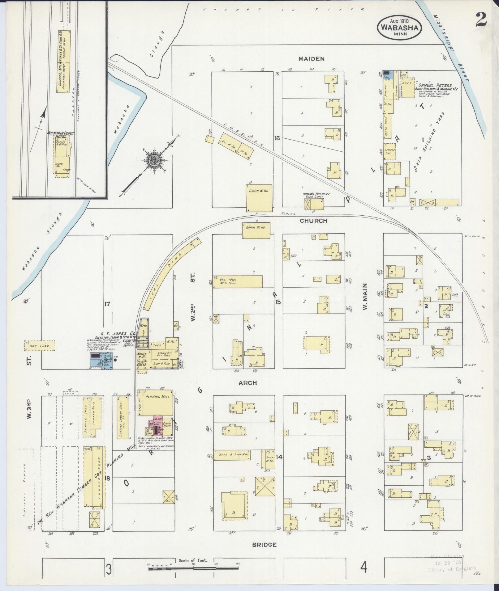Sanborn Fire Insurance Map from Wabasha, Wabasha County, Minnesota (1910), Sheet #0002 - Complete Map Set gallery image, historic Sanborn map, vintage wall art, Minnesota Minnesota