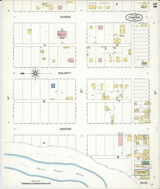 Sanborn Fire Insurance Map from Casper, Natrona County, Wyoming (1894), Sheet #0002 - Historic Sanborn Fire Insurance Map Print, vintage old map wall art, antique decor, genealogy gift, Wyoming Wyoming map