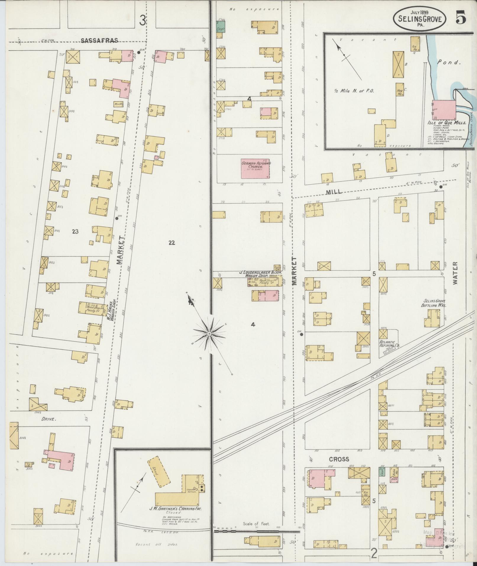 Sanborn Fire Insurance Map from Selins Grove, Snyder County, Pennsylvania (1899), Sheet #0005 - Complete Map Set gallery image, historic Sanborn map, vintage wall art, Pennsylvania Pennsylvania