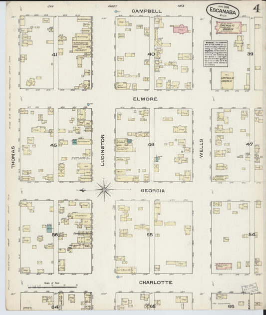 Sanborn Fire Insurance Map from Escanaba, Delta County, Michigan (1884), Sheet #0004 - Historic Sanborn Fire Insurance Map Print, vintage old map wall art, antique decor, genealogy gift, Michigan Michigan map