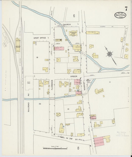 Sanborn Fire Insurance Map from Dayton, Rhea County, Tennessee (1914), Sheet #0007 - Historic Sanborn Fire Insurance Map Print, vintage old map wall art, antique decor, genealogy gift, Tennessee Tennessee map