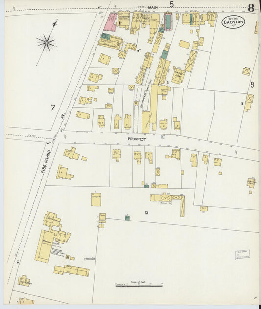 Sanborn Fire Insurance Map from Babylon, Suffolk County, New York (1902), Sheet #0008 - Historic Sanborn Fire Insurance Map Print, vintage old map wall art, antique decor, genealogy gift, New York New York map