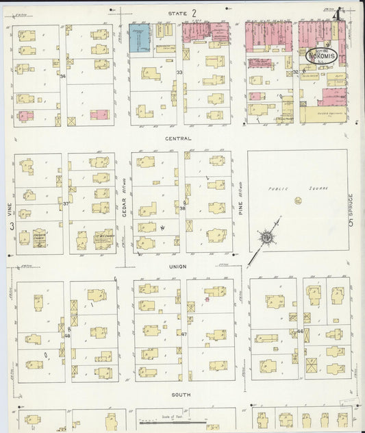 Sanborn Fire Insurance Map from Nokomis, Montgomery County, Illinois (1912), Sheet #0004 - Historic Sanborn Fire Insurance Map Print, vintage old map wall art, antique decor, genealogy gift, Illinois Illinois map