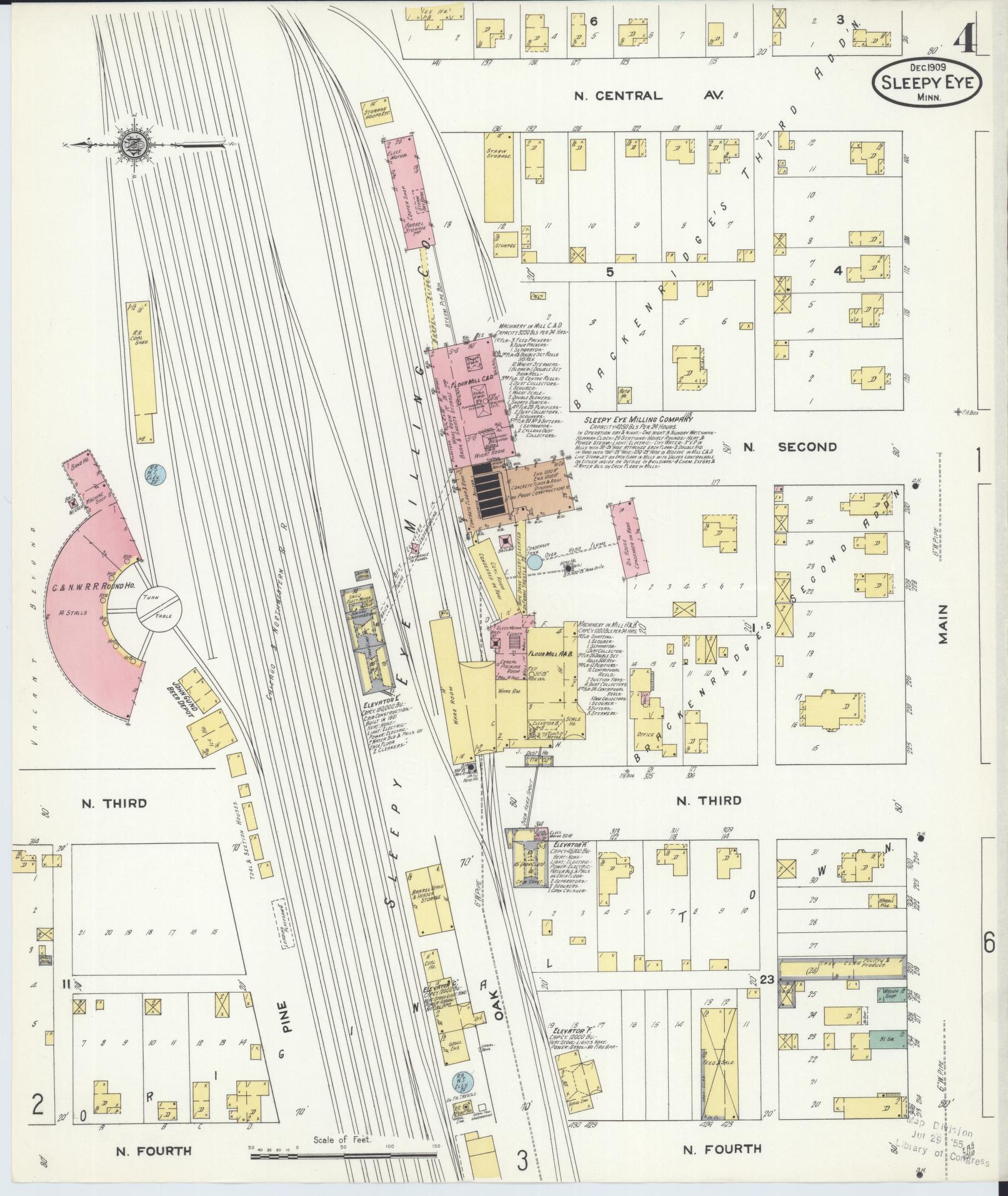 Sanborn Fire Insurance Map from Sleepy Eye, Brown County, Minnesota (1909), Sheet #0004 - Historic Sanborn Fire Insurance Map Print, vintage old map wall art, antique decor, genealogy gift, Minnesota Minnesota map