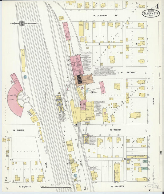 Sanborn Fire Insurance Map from Sleepy Eye, Brown County, Minnesota (1909), Sheet #0004 - Historic Sanborn Fire Insurance Map Print, vintage old map wall art, antique decor, genealogy gift, Minnesota Minnesota map