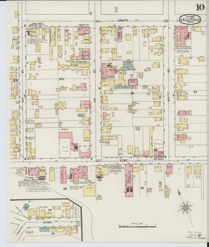 Sanborn Fire Insurance Map from Gallipolis, Gallia County, Ohio (1895), Sheet #0010 - Historic Sanborn Fire Insurance Map Print, vintage old map wall art, antique decor, genealogy gift, Ohio Ohio map