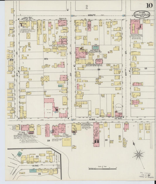 Sanborn Fire Insurance Map from Gallipolis, Gallia County, Ohio (1895), Sheet #0010 - Historic Sanborn Fire Insurance Map Print, vintage old map wall art, antique decor, genealogy gift, Ohio Ohio map