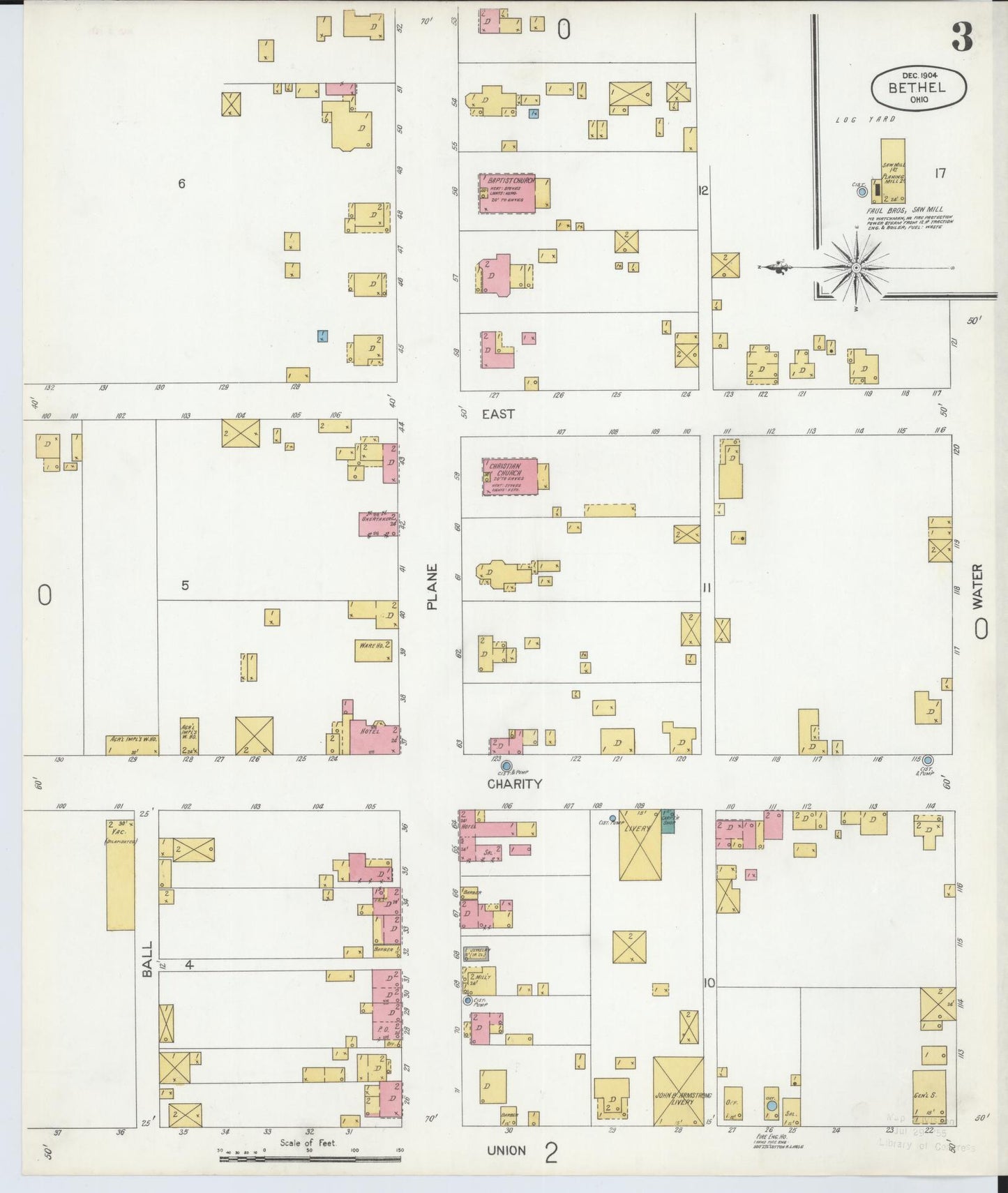 Sanborn Fire Insurance Map from Bethel, Clermont County, Ohio (1904), Sheet #0003 - Complete Map Set gallery image, historic Sanborn map, vintage wall art, Ohio Ohio