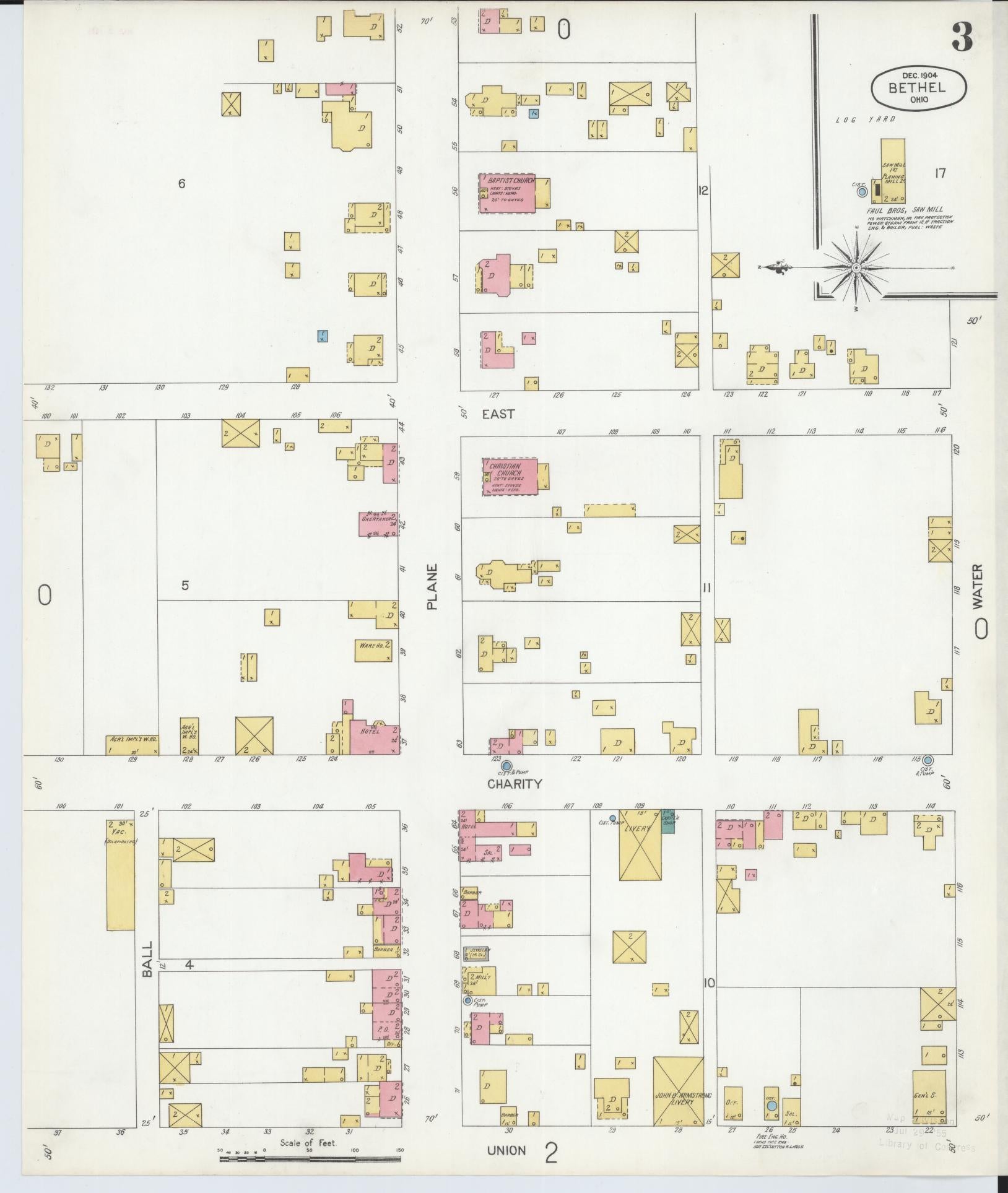 Sanborn Fire Insurance Map from Bethel, Clermont County, Ohio (1904), Sheet #0003 - Complete Map Set gallery image, historic Sanborn map, vintage wall art, Ohio Ohio