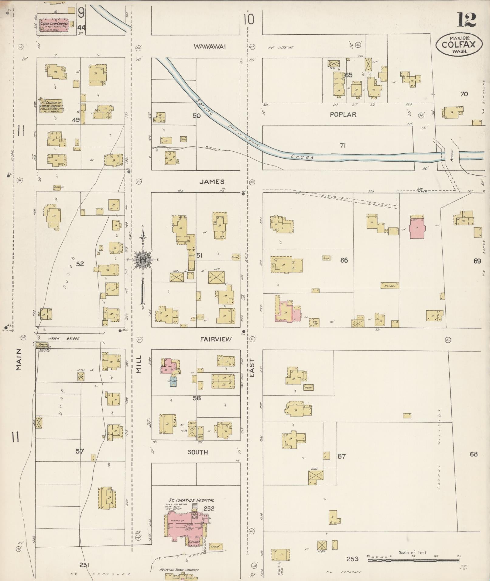 Sanborn Fire Insurance Map from Colfax, Whitman County, Washington (1912), Sheet #0012 - Complete Map Set gallery image, historic Sanborn map, vintage wall art, Washington Washington