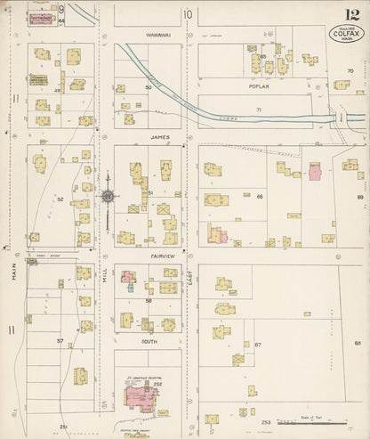 Sanborn Fire Insurance Map from Colfax, Whitman County, Washington (1912), Sheet #0012 - Complete Map Set gallery image, historic Sanborn map, vintage wall art, Washington Washington