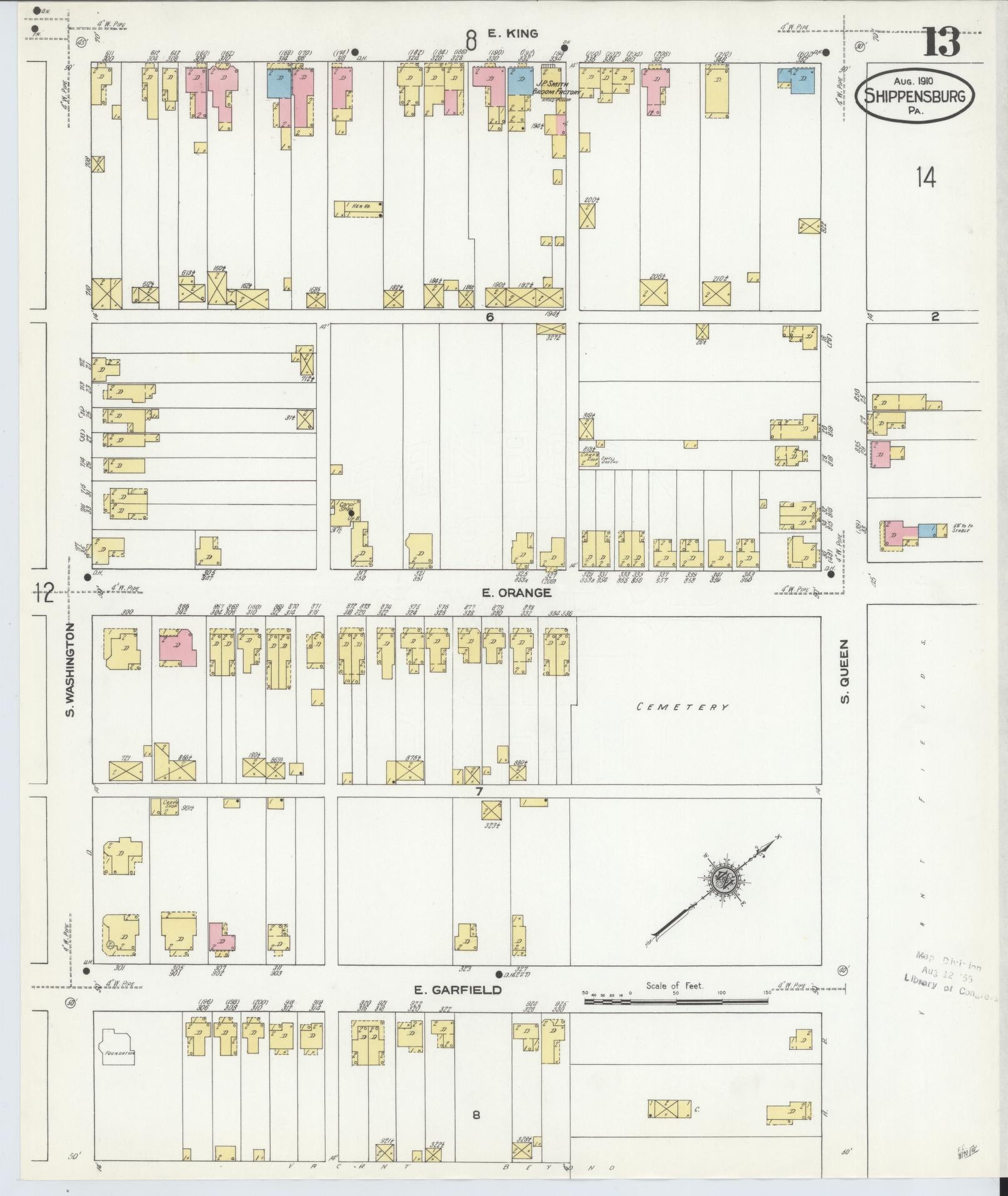 Sanborn Fire Insurance Map from Shippensburg, Cumberland And Franklin Counties, Pennsylvania (1910), Sheet #0013 - Complete Map Set gallery image, historic Sanborn map, vintage wall art, Counties Pennsylvania