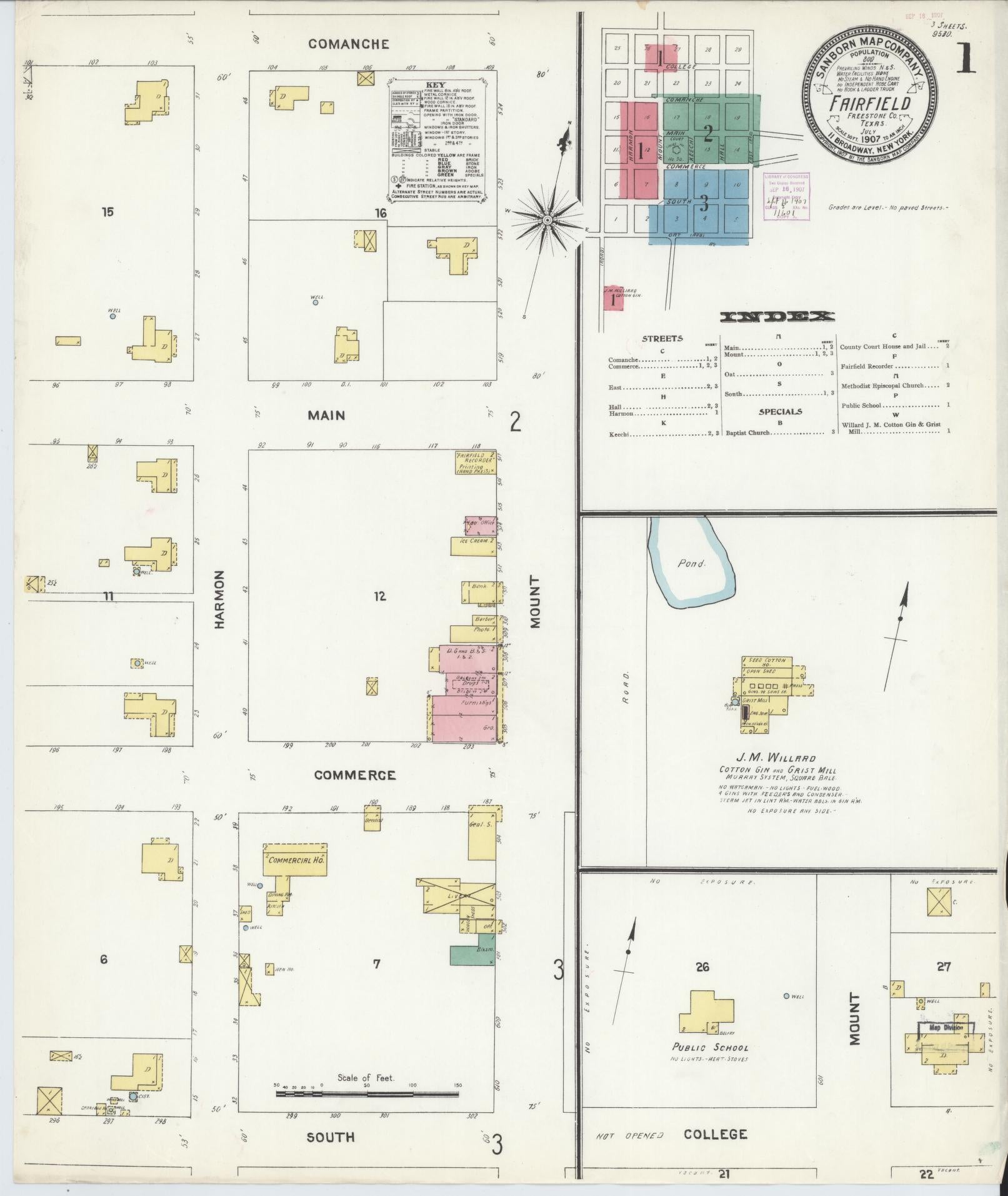Sanborn Fire Insurance Map from Fairfield, Freestone County, Texas. (1907) – Historic Sanborn Fire Insurance Map Print