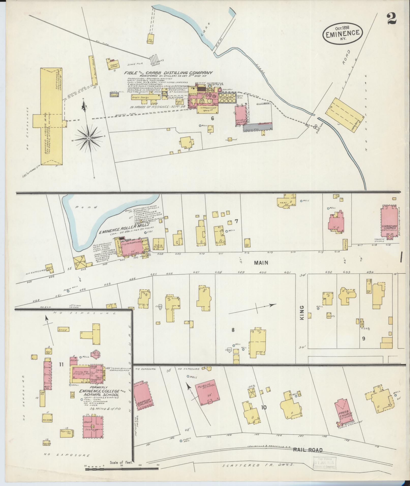 Sanborn Fire Insurance Map from Eminence, Henry County, Kentucky (1898), Sheet #0002 - Historic Sanborn Fire Insurance Map Print, vintage old map wall art, antique decor, genealogy gift, Kentucky Kentucky map