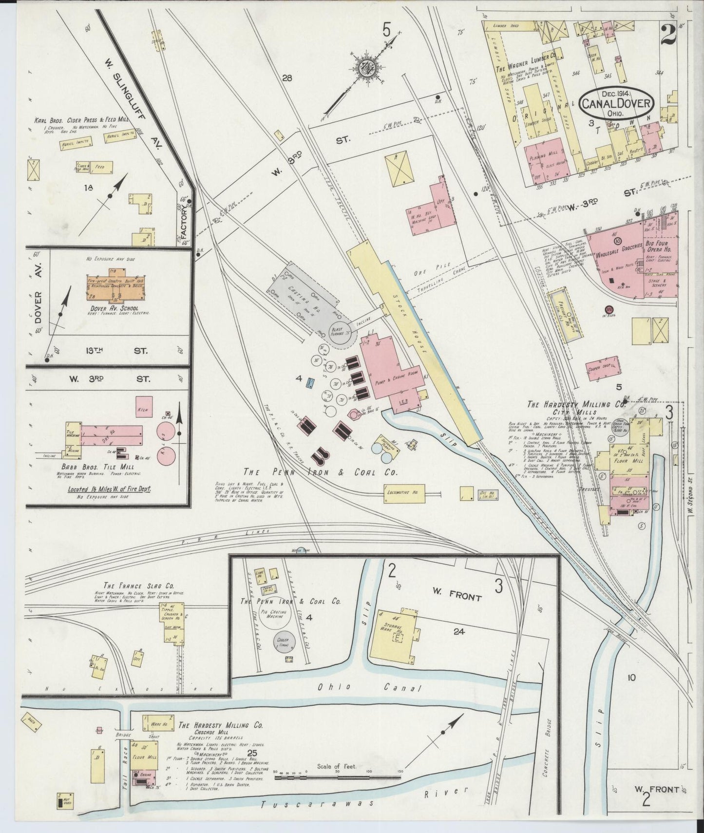 Sanborn Fire Insurance Map from Canal Dover, Tuscarawas County, Ohio (1914), Sheet #0002 - Complete Map Set gallery image, historic Sanborn map, vintage wall art, Ohio Ohio