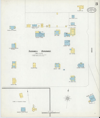Sanborn Fire Insurance Map from Clinton, Laurens County, South Carolina (1901), Sheet #0003 - Complete Map Set gallery image, historic Sanborn map, vintage wall art, South Carolina South Carolina