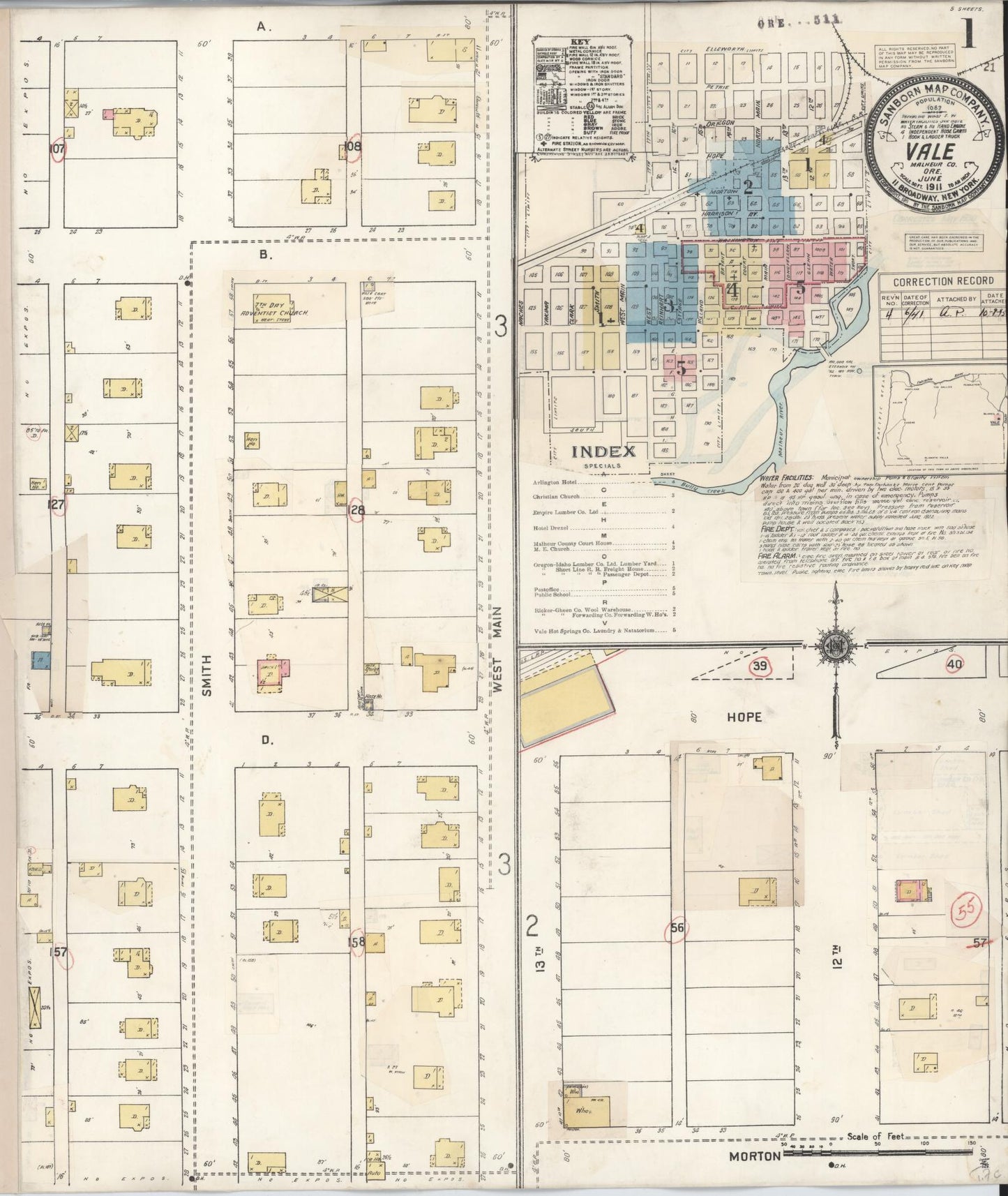 Sanborn Fire Insurance Map from Vale, Malheur County, Oregon (1941), Sheet #0001 - Historic Sanborn Fire Insurance Map Print, vintage old map wall art, antique decor, genealogy gift, Oregon Oregon map