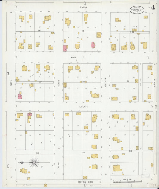 Sanborn Fire Insurance Map from Vermont, Fulton County, Illinois (1906), Sheet #0004 - Historic Sanborn Fire Insurance Map Print, vintage old map wall art, antique decor, genealogy gift, Illinois Illinois map