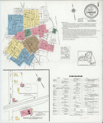 Sanborn Fire Insurance Map from Lynbrook, Nassau County, New York (1919), Sheet #0001 - Complete Map Set gallery image, historic Sanborn map, vintage wall art, New York New York