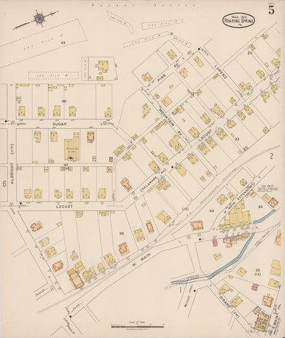 Sanborn Fire Insurance Map from Roaring Spring, Blair County, Pennsylvania (1922), Sheet #0005 - Historic Sanborn Fire Insurance Map Print, vintage old map wall art, antique decor, genealogy gift, Pennsylvania Pennsylvania map