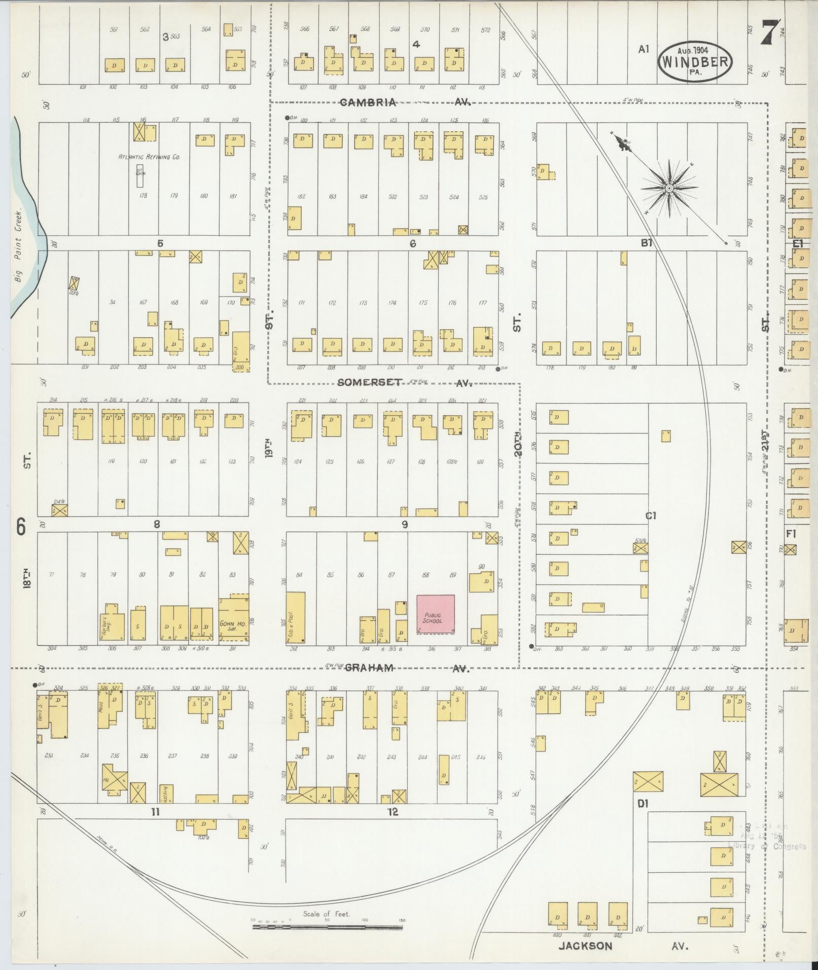 Sanborn Fire Insurance Map from Windber, Somerset County, Pennsylvania (1904), Sheet #0007 - Historic Sanborn Fire Insurance Map Print, vintage old map wall art, antique decor, genealogy gift, Pennsylvania Pennsylvania map