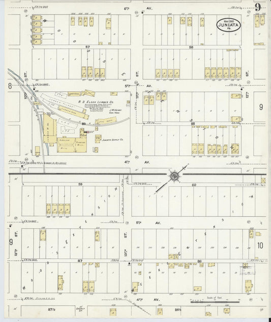 Sanborn Fire Insurance Map from Juniata, Blair County, Pennsylvania (1910), Sheet #0009 - Historic Sanborn Fire Insurance Map Print, vintage old map wall art, antique decor, genealogy gift, Pennsylvania Pennsylvania map