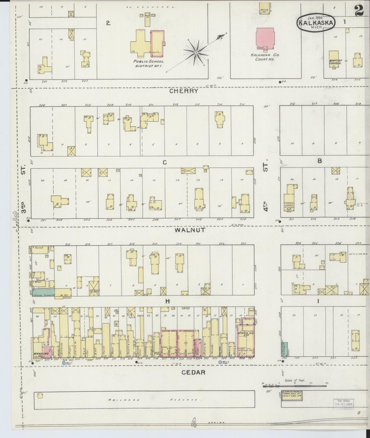 Sanborn Fire Insurance Map from Kalkaska, Kalkaska County, Michigan (1894), Sheet #0002 - Complete Map Set gallery image, historic Sanborn map, vintage wall art, Michigan Michigan