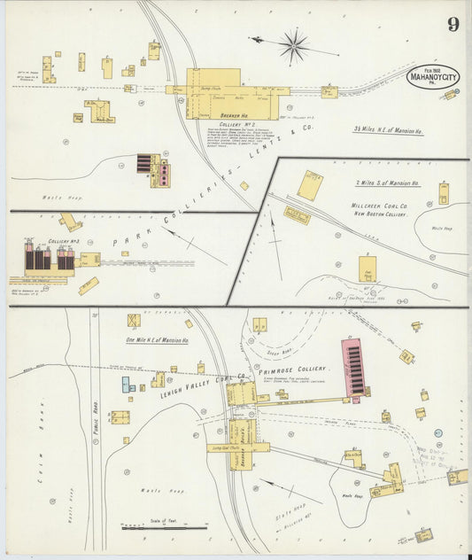 Sanborn Fire Insurance Map from Mahanoy City, Schuylkill County, Pennsylvania (1902), Sheet #0009 - Historic Sanborn Fire Insurance Map Print, vintage old map wall art, antique decor, genealogy gift, Pennsylvania Pennsylvania map