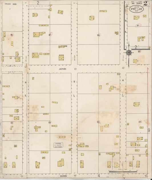 Sanborn Fire Insurance Map from Spirit Lake, Kootenai County, Idaho (1932), Sheet #0002 - Historic Sanborn Fire Insurance Map Print, vintage old map wall art, antique decor, genealogy gift, Idaho Idaho map
