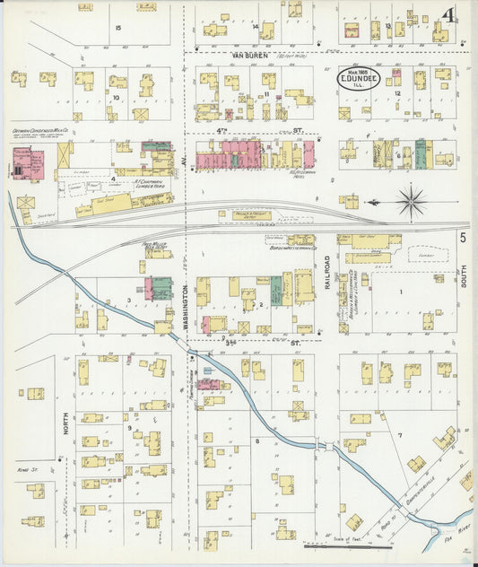 Sanborn Fire Insurance Map from Dundee, Kane County, Illinois (1905), Sheet #0004 - Historic Sanborn Fire Insurance Map Print, vintage old map wall art, antique decor, genealogy gift, Illinois Illinois map
