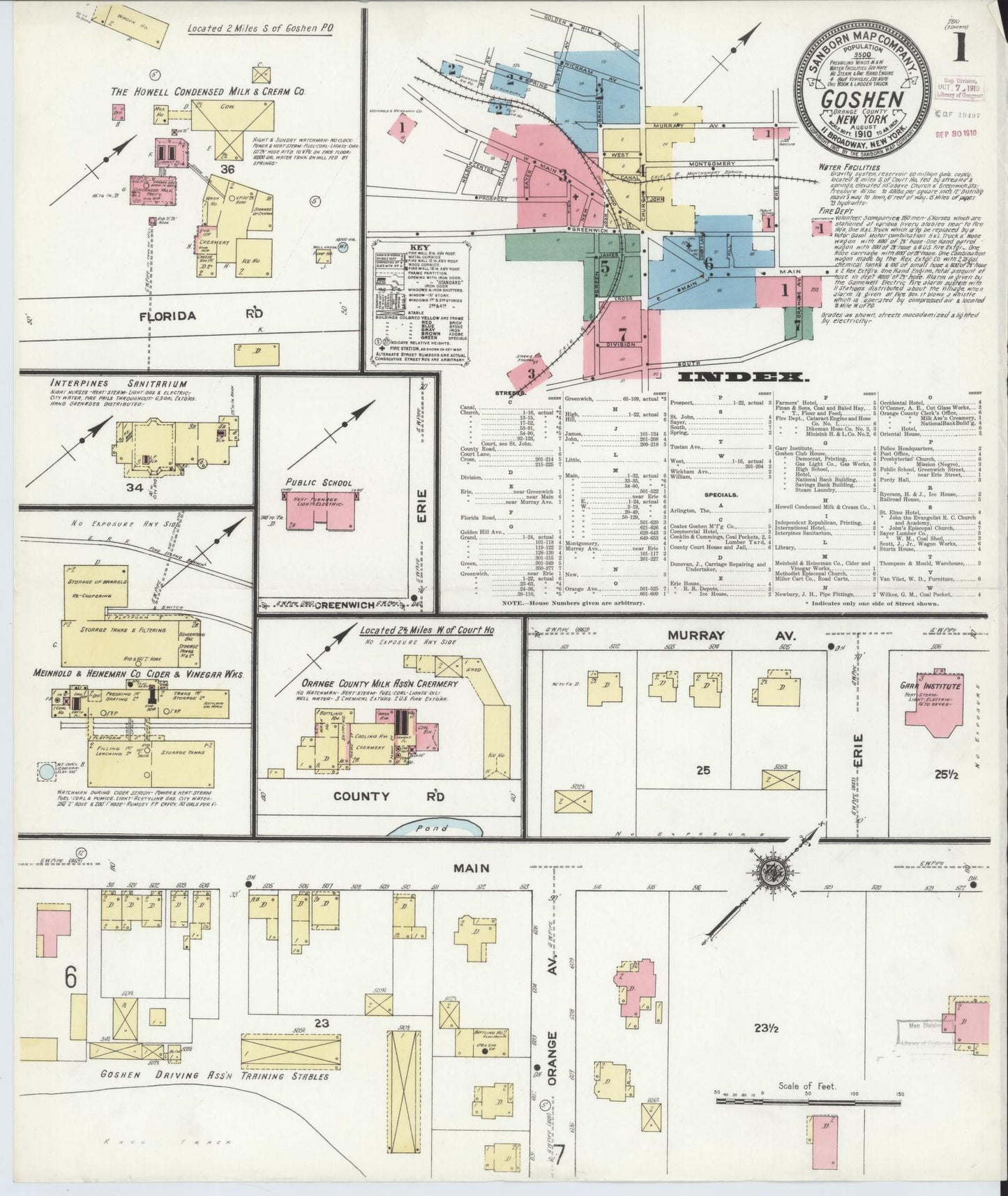 Sanborn Fire Insurance Map from Goshen, Orange County, New York. (1910) – Historic Sanborn Fire Insurance Map Print
