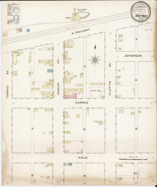 Sanborn Fire Insurance Map from Hastings, Mills County, Iowa (1886), Sheet #0001 - Historic Sanborn Fire Insurance Map Print, vintage old map wall art
