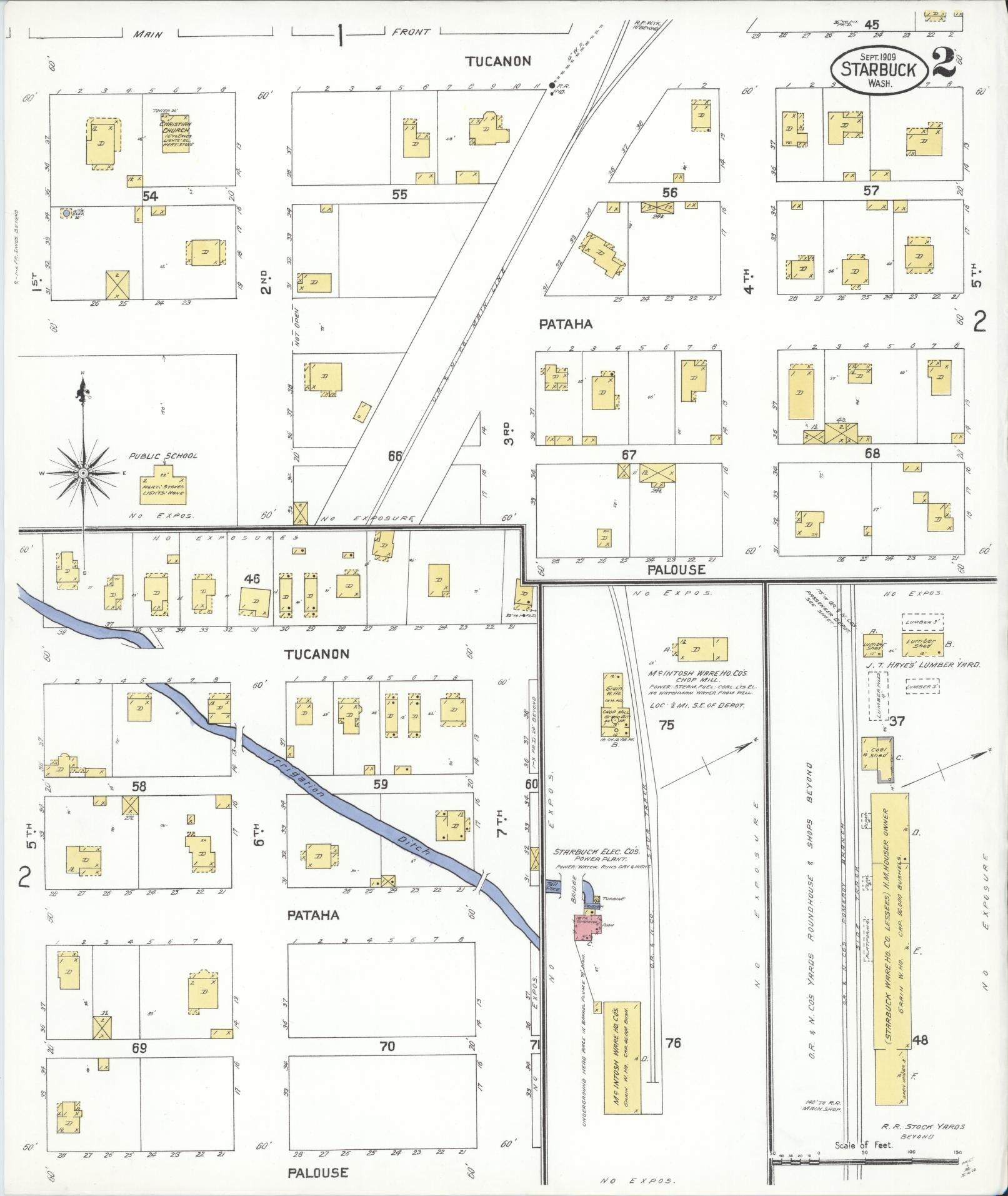 Sanborn Fire Insurance Map from Starbuck, Columbia County, Washington (1909), Sheet #0002 - Complete Map Set gallery image, historic Sanborn map, vintage wall art, Washington Washington