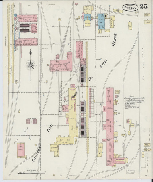 Sanborn Fire Insurance Map from Pueblo, Pueblo County, Colorado (1889), Sheet #0025 - Historic Sanborn Fire Insurance Map Print, vintage old map wall art, antique decor, genealogy gift, Colorado Colorado map