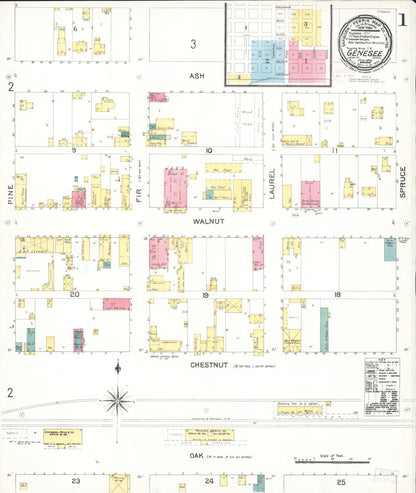 Sanborn Fire Insurance Map from Genesee, Latah County, Idaho (1896), Sheet #0001 - Complete Map Set gallery image, historic Sanborn map, vintage wall art, Idaho Idaho