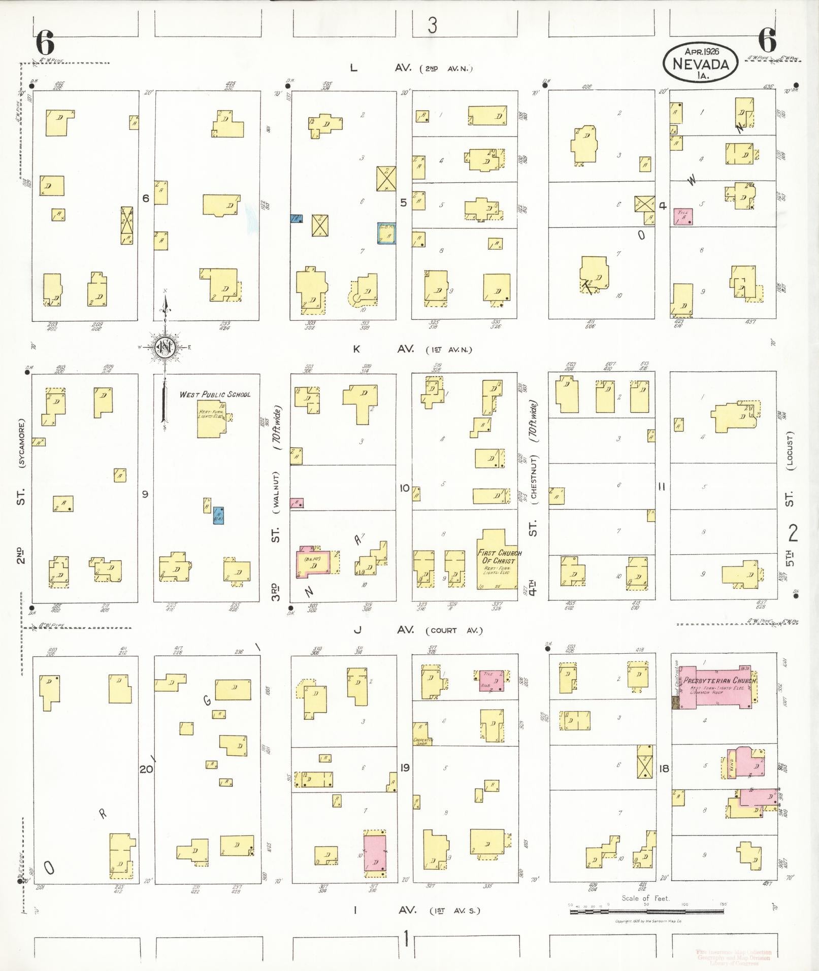 Sanborn Fire Insurance Map from Nevada, Story County, Iowa (1926), Sheet #0006 - Historic Sanborn Fire Insurance Map Print