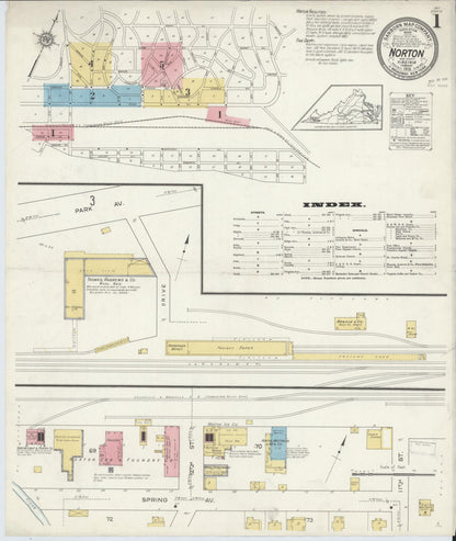 Sanborn Fire Insurance Map from Norton, Independent Cities, Virginia (1913), Sheet #0001 - Historic Sanborn Fire Insurance Map Print, vintage old map wall art, antique decor, genealogy gift, Virginia Virginia map