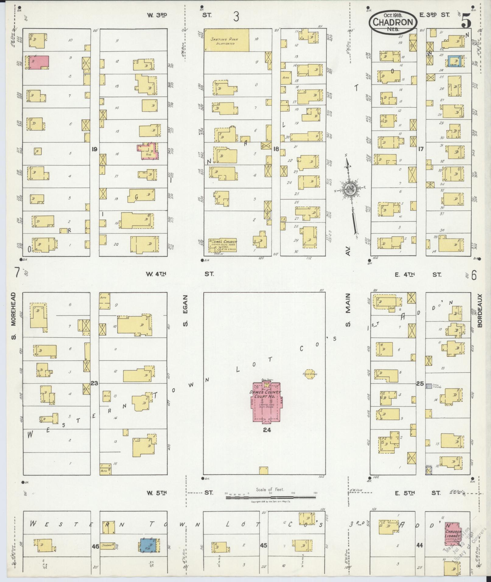Sanborn Fire Insurance Map from Chadron, Dawes County, Nebraska (1918), Sheet #0005 - Complete Map Set gallery image, historic Sanborn map, vintage wall art, Nebraska Nebraska