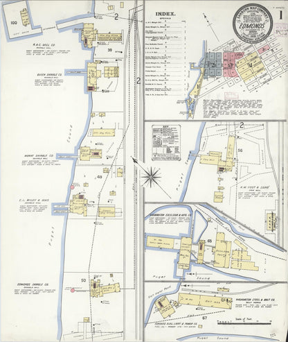 Sanborn Fire Insurance Map from Edmunds, Snohomish County, Washington (1909), Sheet #0001 - Complete Map Set gallery image, historic Sanborn map, vintage wall art, Washington Washington