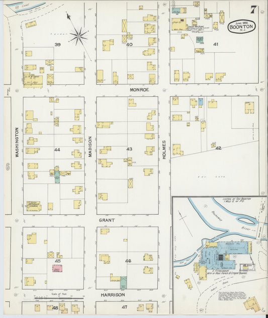 Sanborn Fire Insurance Map from Boonton, Morris County, New Jersey (1892), Sheet #0007 - Historic Sanborn Fire Insurance Map Print, vintage old map wall art, antique decor, genealogy gift, New Jersey New Jersey map