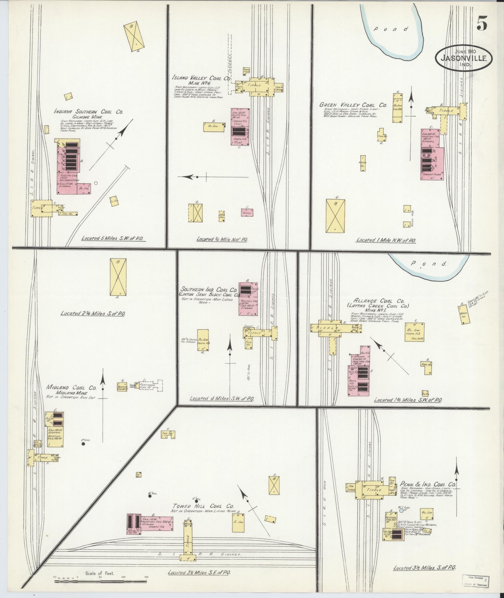 Sanborn Fire Insurance Map from Jasonville, Greene County, Indiana (1910), Sheet #0005 - Complete Map Set gallery image, historic Sanborn map, vintage wall art, Indiana Indiana