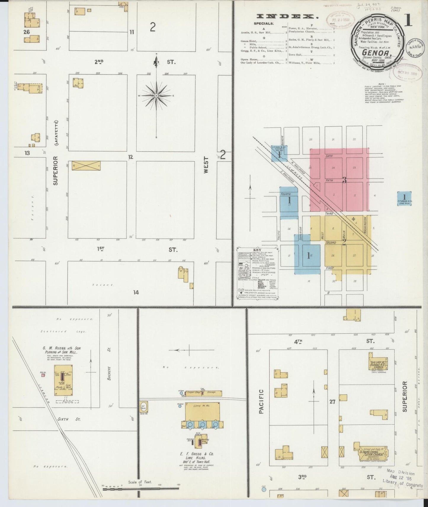 Sanborn Fire Insurance Map from Genoa, Ottawa County, Ohio (1899), Sheet #0001 - Complete Map Set gallery image, historic Sanborn map, vintage wall art, Ohio Ohio
