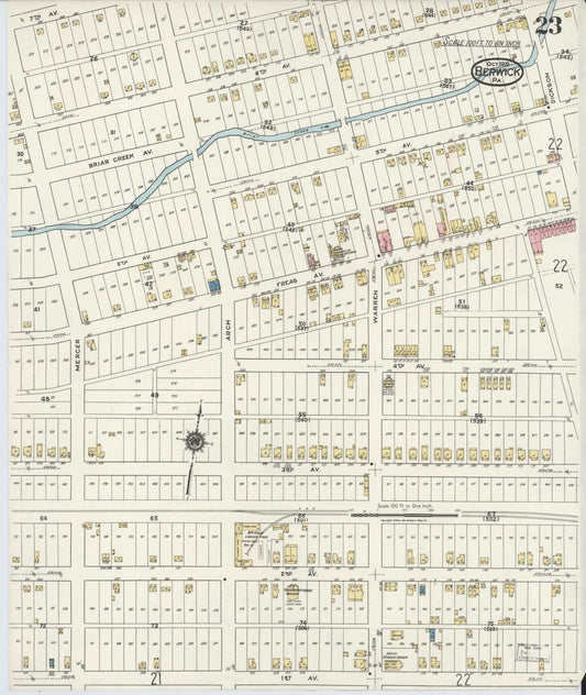 Sanborn Fire Insurance Map from Berwick, Columbia County, Pennsylvania (1918), Sheet #0023 - Historic Sanborn Fire Insurance Map Print, vintage old map wall art, antique decor, genealogy gift, Pennsylvania Pennsylvania map